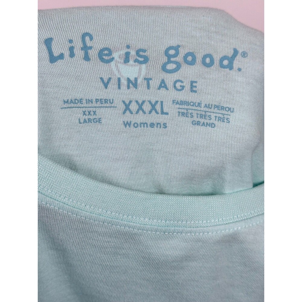 Life is Good Vintage T Shirt Womens‎ XXXL 3XL Aqua Blue Dancing Dogs Music Tee - Picture 5 of 12